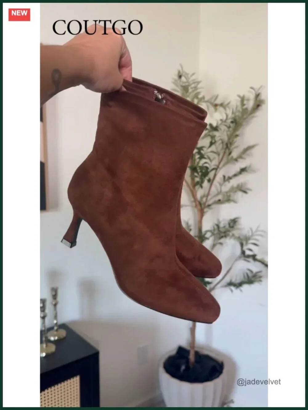 Kitten Heel Ankle Boots Square Toe Side Zip Faux Leather Booties